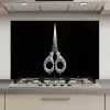 Schaar - Delfts blauw - Zwart keuken achterwand spatscherm klein -3d_website