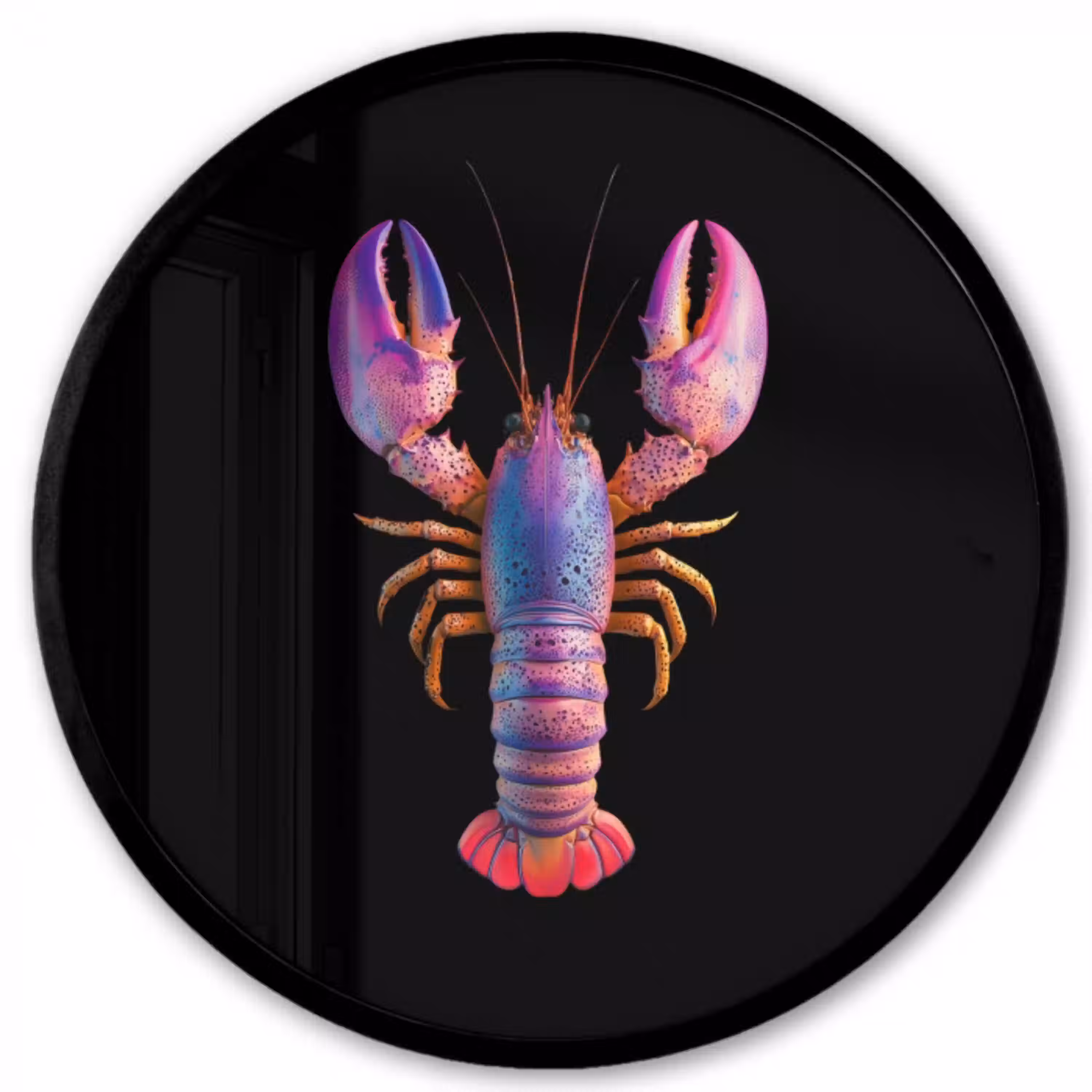 Kreeft - Paars - Roze - Zwart - Stippen - Lila Fotolijst rond zonder passe partout klein -3d