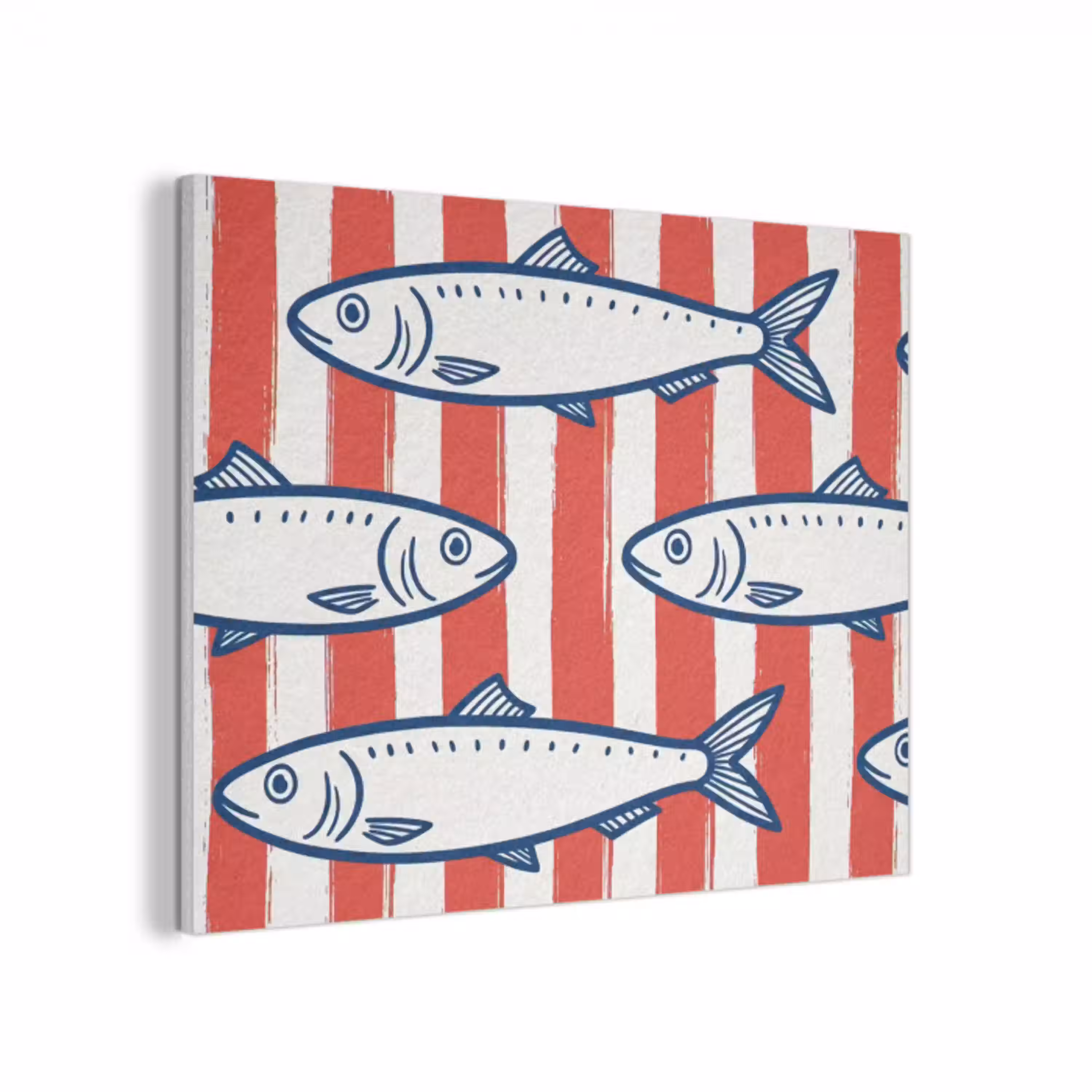 Vis - Patroon - Strepen - Illustratie - Rood PET vilt klein -3d