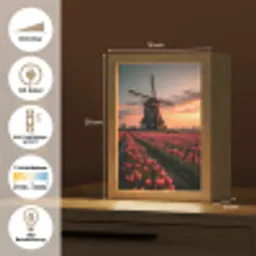 Molen - Zonsondergang - Tulpen - Rood Light Box met kabel (Tafellamp) klein -USP_DE