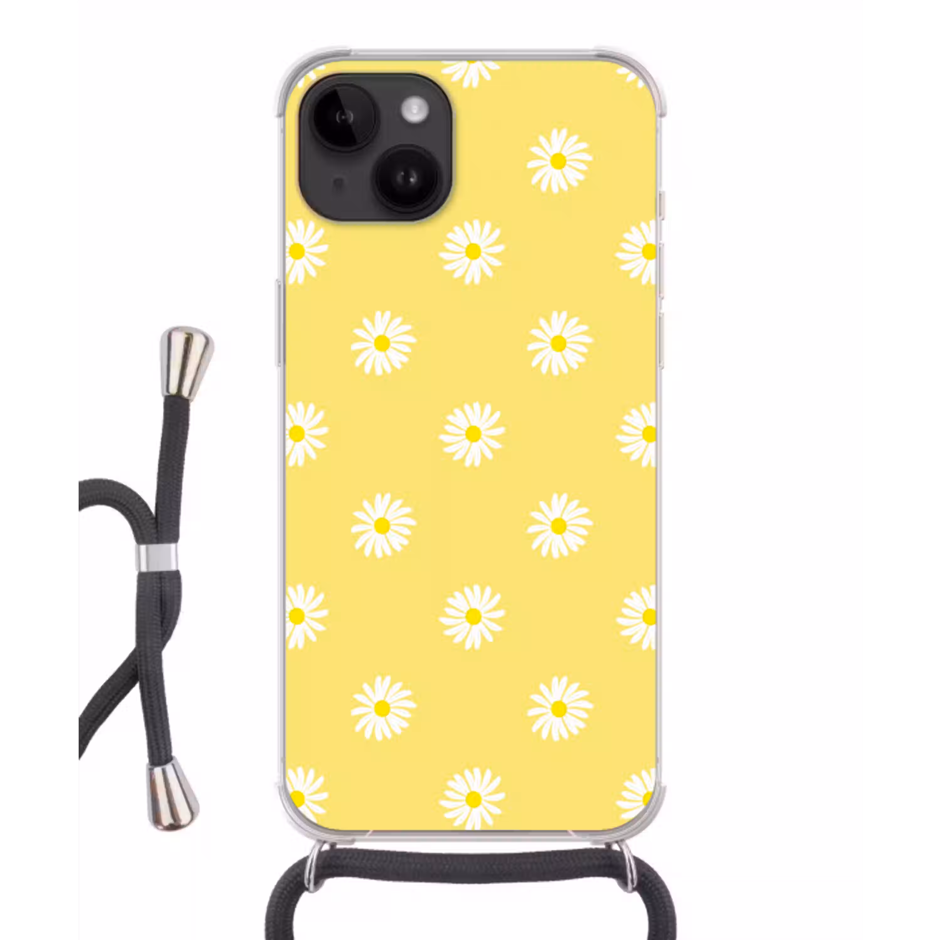 Madeliefjes - Pastel - Wit - Geel - Bloemen Crossbody Case iPhone 14 middel -3d