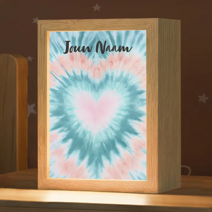 Hartvormig - Tie dye - Lichtblauw - Pasteltinten Light Box met kabel (Kinderlampje) klein -zzz_3d_website