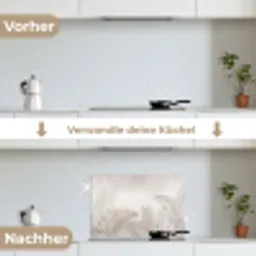 Bladeren - Beige - Botanisch - Vintage keuken achterwand spatscherm klein -voor_na_DE