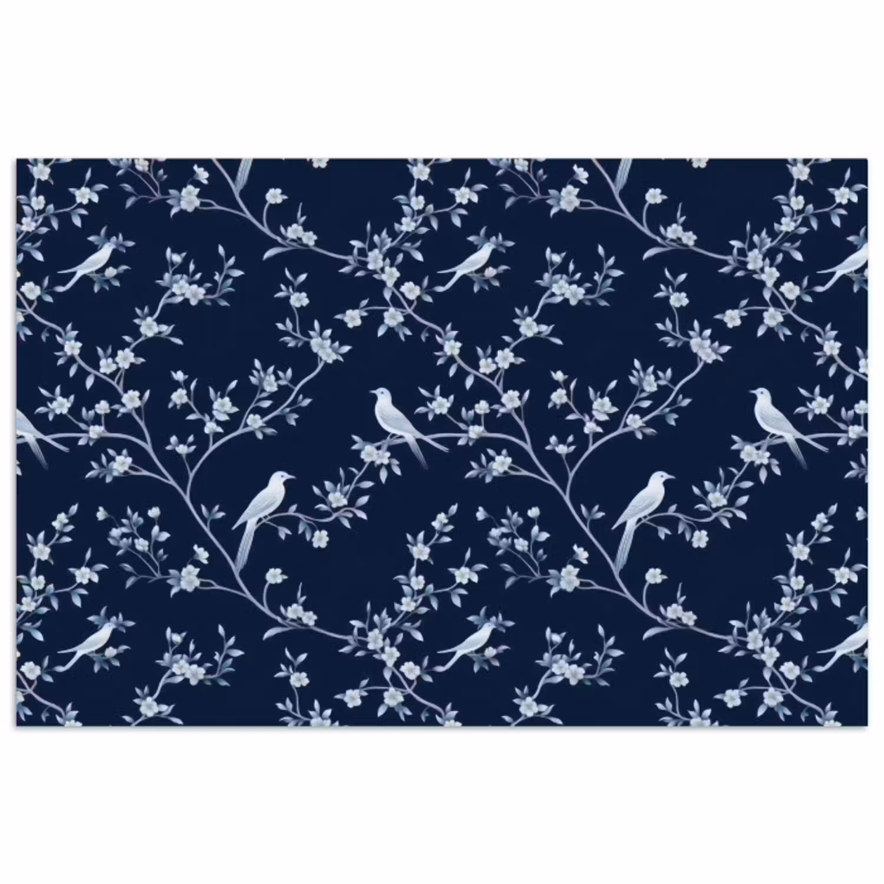Grafisch - Bloesemtak - Blauw poster papier klein 62 -3d