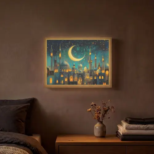 Islamitisch - Moskee - Ramadan - Islam Light Box met batterij (Wandlamp) middel -sfeer4