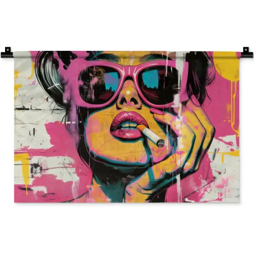 Portret - Vrouw - Abstract - Zonnebril Wandkleed katoen klein -zz3d