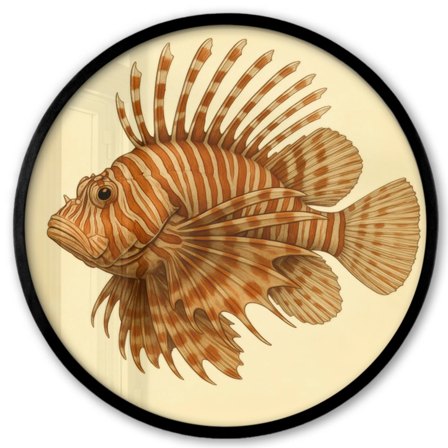 Cadre photo rond - Rayures - Poisson - Rond - Épines