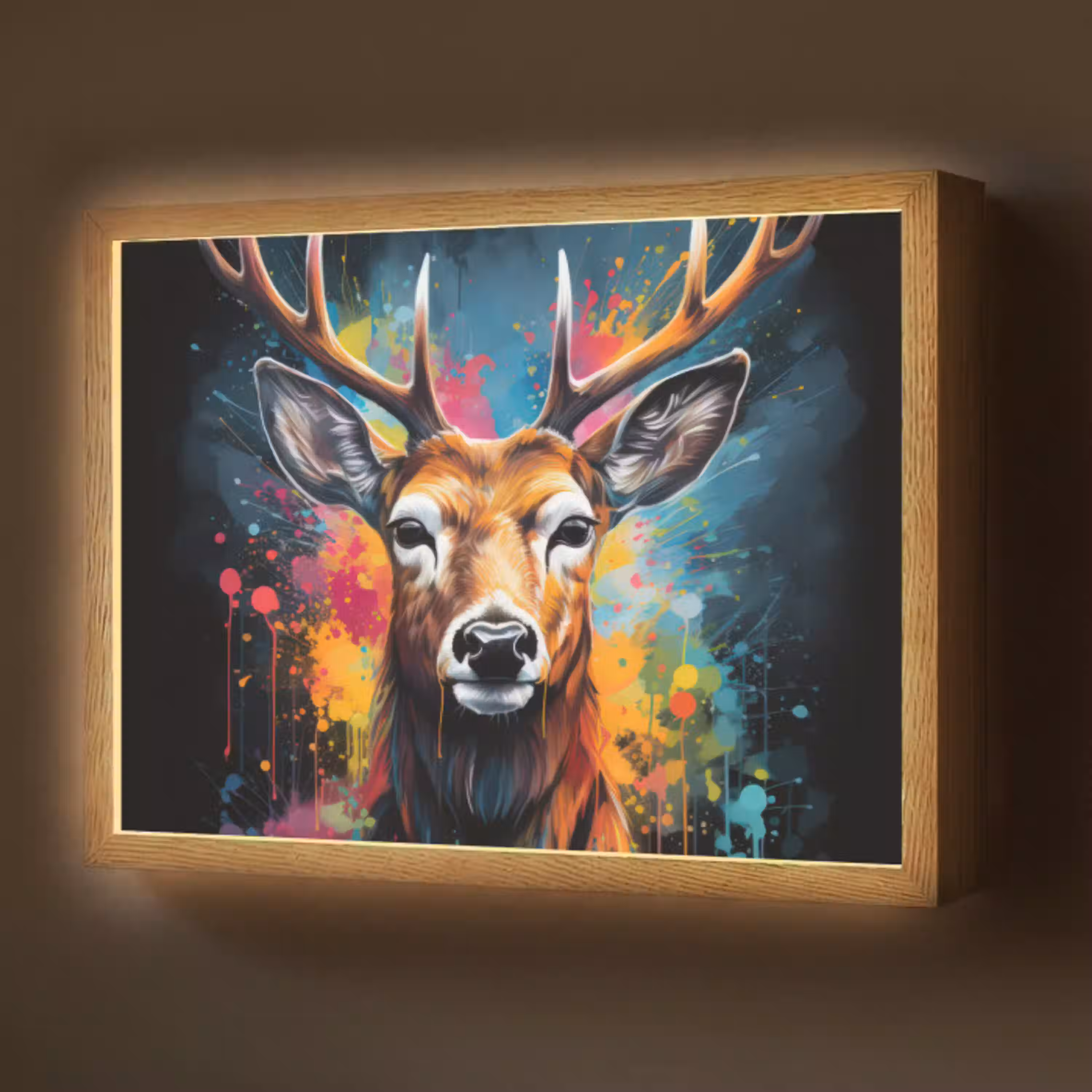 Hert - Graffiti - Dieren - Kleuren Light Box met batterij (Wandlamp) middel -z3d_website