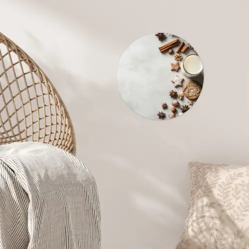 Winter - Kerst - Specerijen - Wit Wandcirkel behangsticker klein -sfeer4