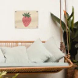 Aardbei - Minimalistisch - Rood - Fruit tuinposter los doek klein -sfeer7
