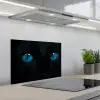 Kat - Blauw - Dier - Zwart keuken achterwand spatscherm klein -3d_schuin