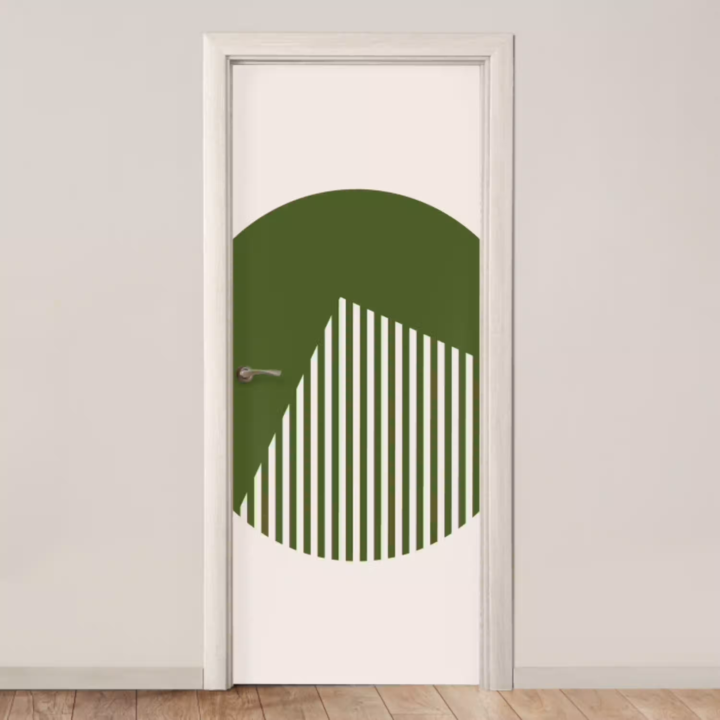 Cirkel - Strepen - Geometrisch - Abstract - Groen deurposter klein -3d_beige
