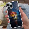 Boom - Blauw - Bladeren - Vakken Hoesje iPhone 16 Pro Max met koord klein -sfeer3