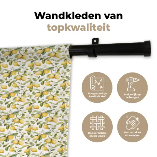 Frans - Citroen  - Geel - Groen Wandkleed katoen klein 269 -sfeer2