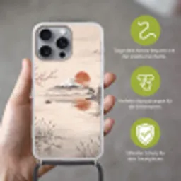 Bergtop - Meer - Bloesem Hoesje iPhone 16 Pro Max met koord klein -sfeer2_DE
