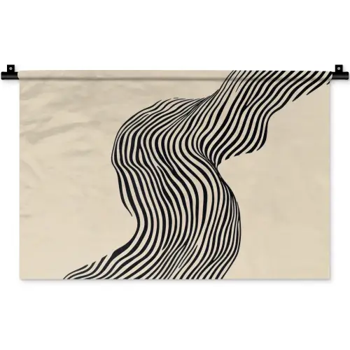 Golvend - Lijnen - Abstract - Silhouet Wandkleed katoen klein -zz3d