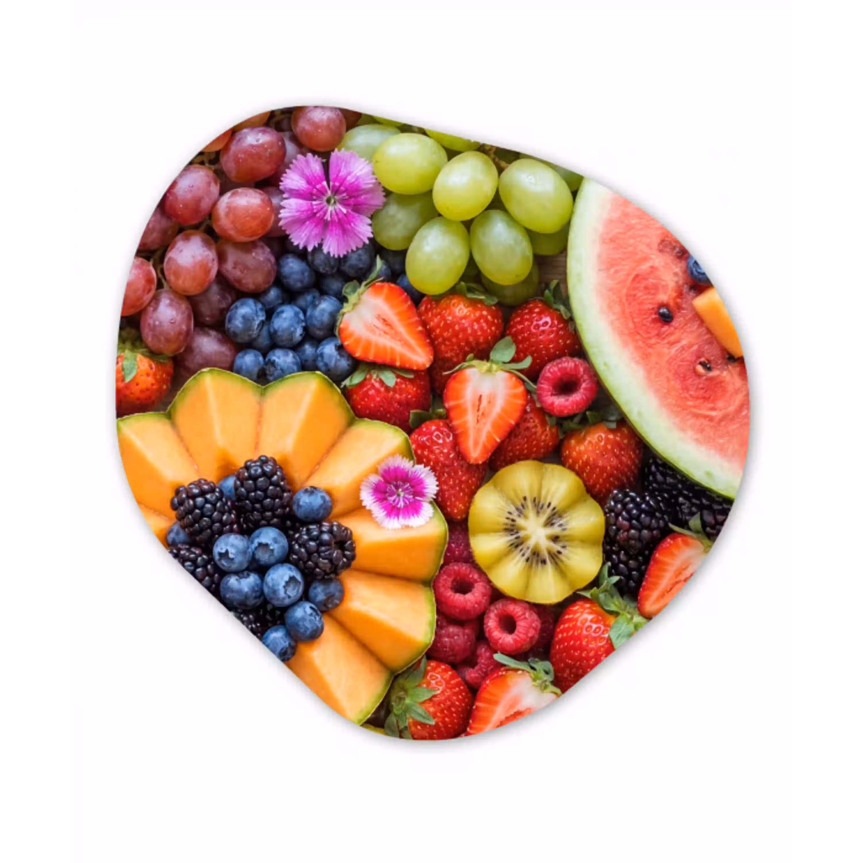 Fruit - Vers - Variatie - Eten - Kleurrijk Wandcirkel Organisch Aluminium middel -3d