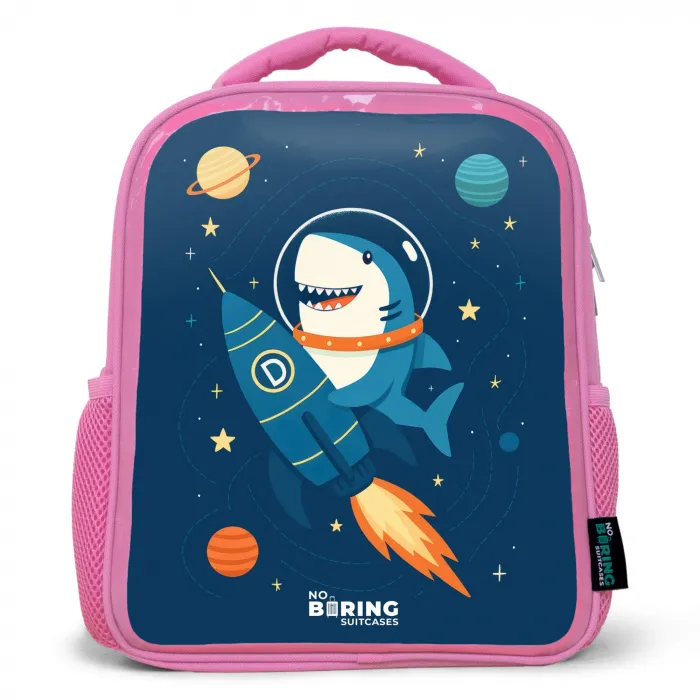 Dier - Ruimte - Planeet - Raket Kinderrugzak - Roze middel -3d