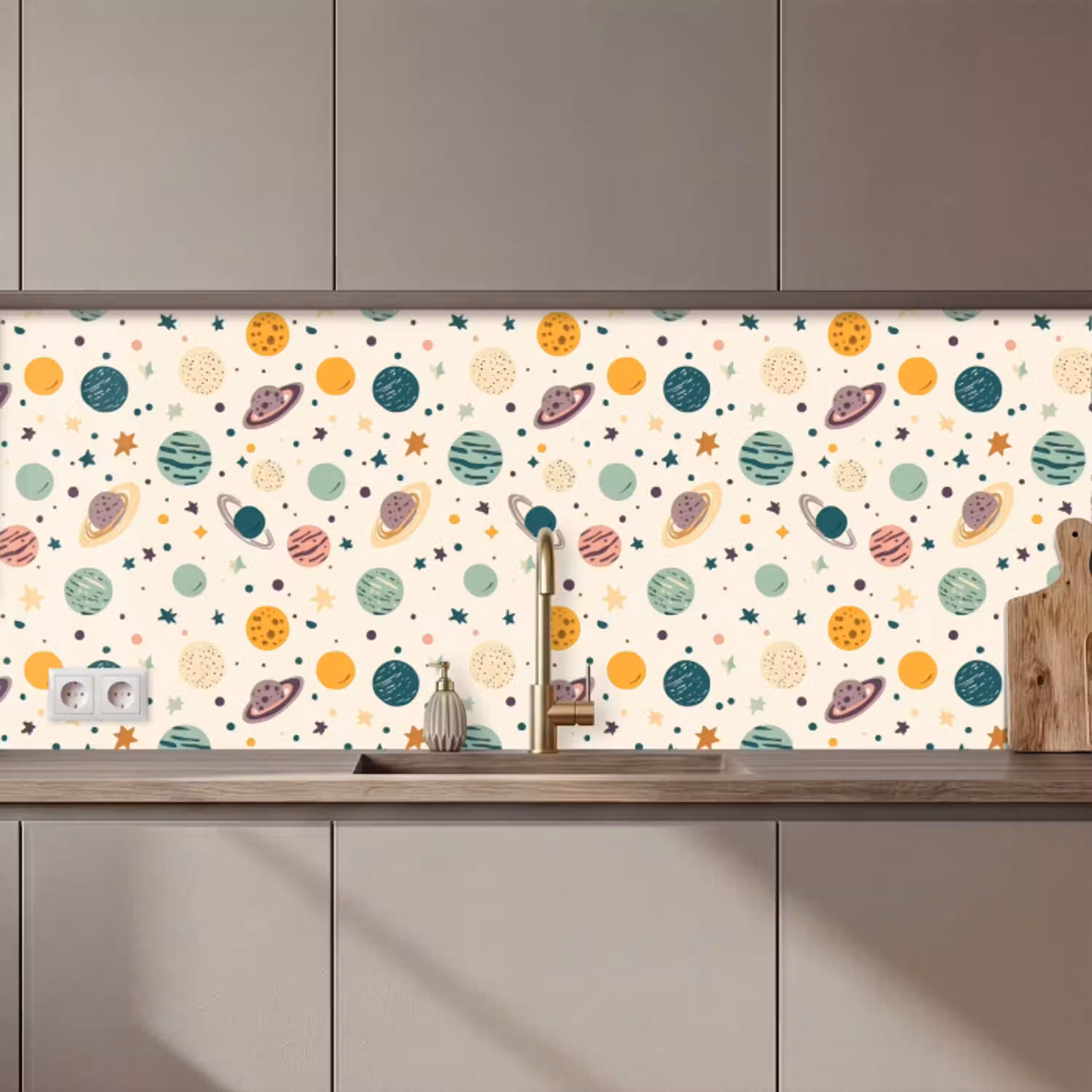 Planeten - Retro - Kleurrijk keuken achterwand 2 middel 871 zz_3dshopping