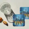 Skyline Toronto - Water - Stadslichten - Toren onderzetter kurk middel -sfeer4