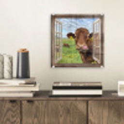 Doorkijk - Koe - Weiland - Landschap - Dieren plexiglas 5mm klein -sfeer1