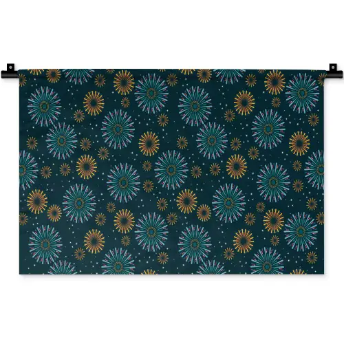 Blauw - Patroon - Retro Wandkleed katoen klein 269 -zz3d