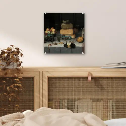 Stilleven met kazen - Schilderij van Floris Claesz. van Dijck plexiglas 5mm klein -sfeer4