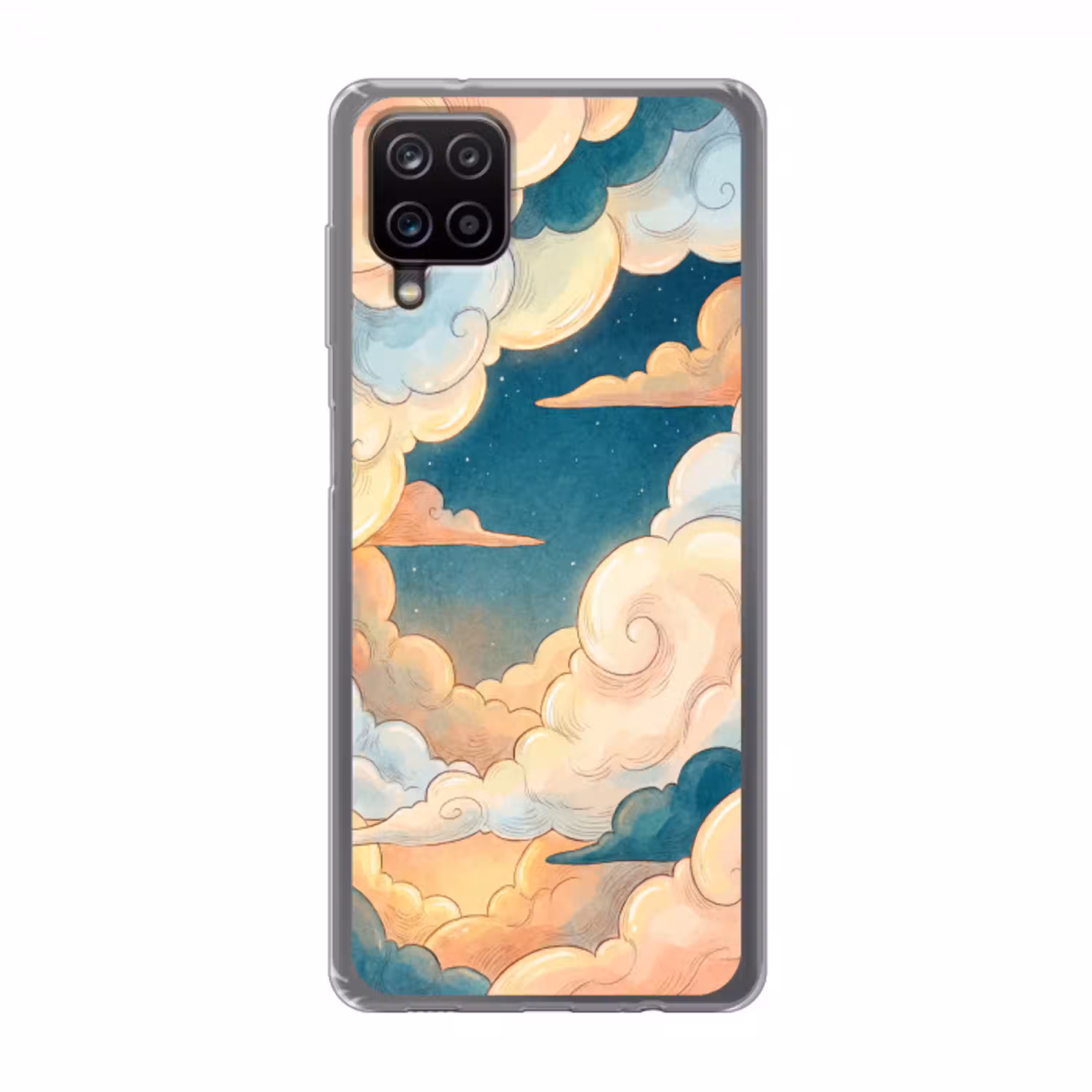 Wolk - Lucht - Natuur - Illustratief - Oranje Telefoonhoesje Samsung Galaxy A12 klein -3d