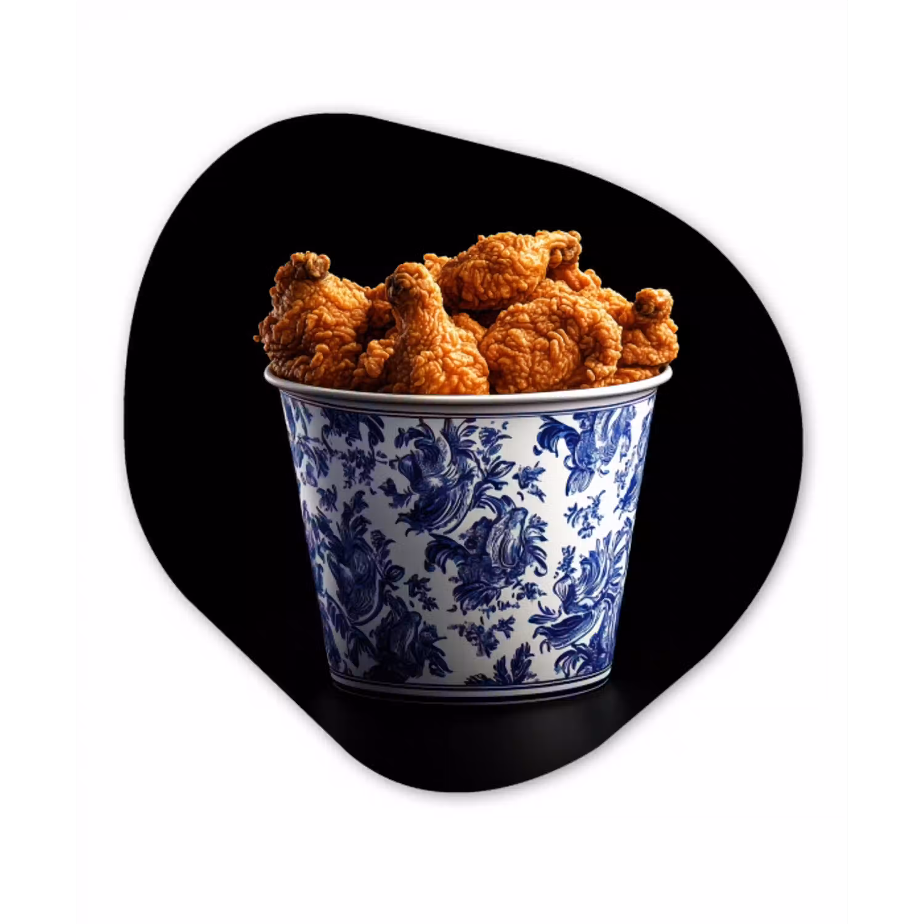 Kip - Bucket - Delfts blauw - Lekker Wandcirkel Organisch Plexiglas middel -3d