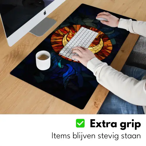 Mozaïek - Glas - Maan - Donkerblauw Muismat XXL klein -sfeer3