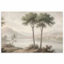 Bomen - Meer - Bergen - Illustratie poster papier klein -3d