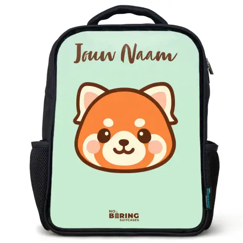 Kawai - Rode panda - Groen Rugzak - Zwart middel -3d