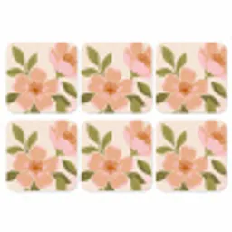 Grafisch - Bloemen - Roze onderzetter kurk middel -3d