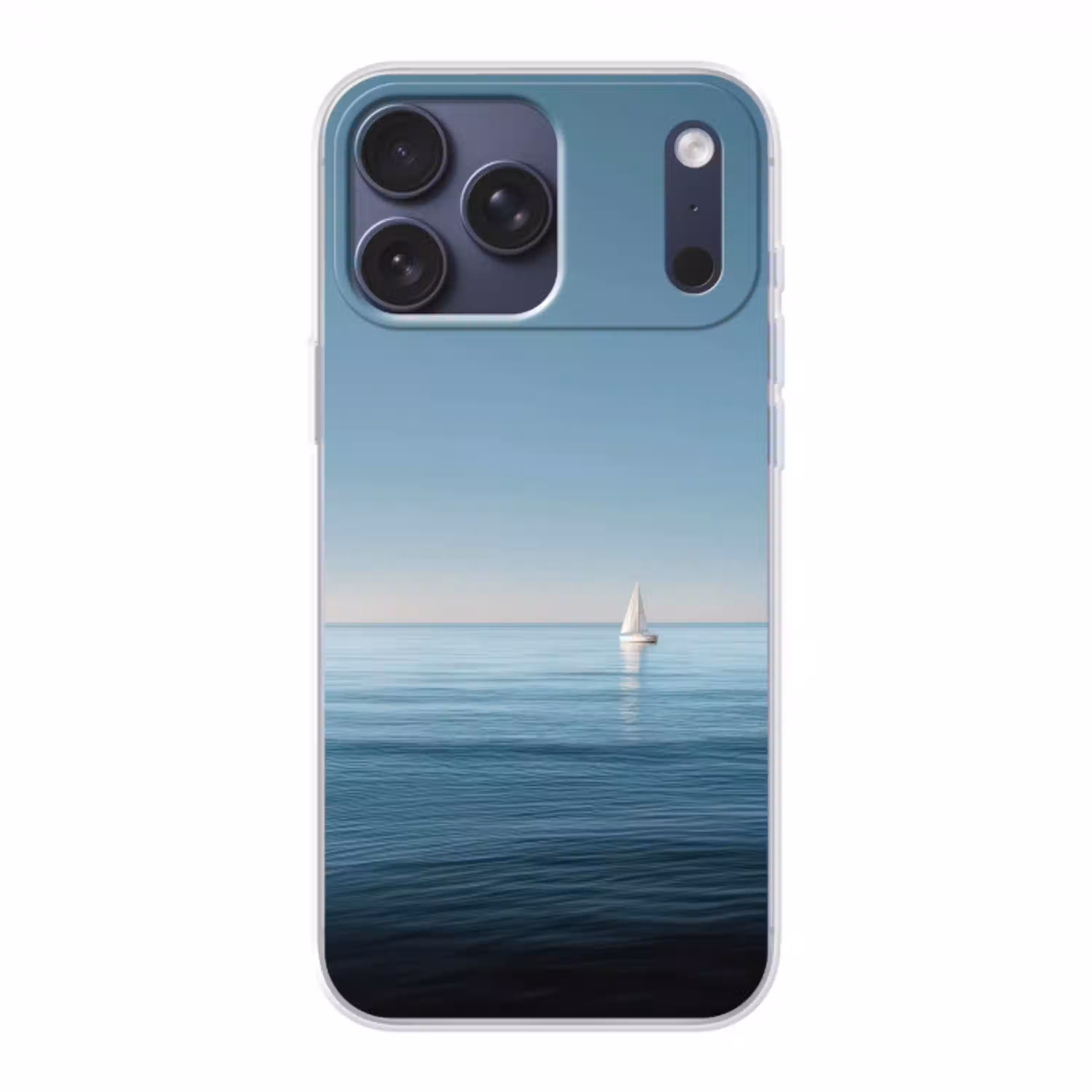 Zeilbootje - Kalme zee - Helderblauwe hemel Telefoonhoesje iPhone 17 Pro Max klein -3d