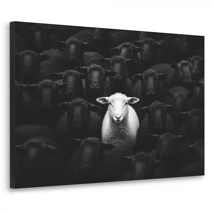 Schapen - Wit - Duisternis Textielframe zwart klein -3d