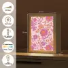 Bloemenpatroon - Roze - Oranje - Bloemen Light Box met kabel (Tafellamp) klein -USP_NL