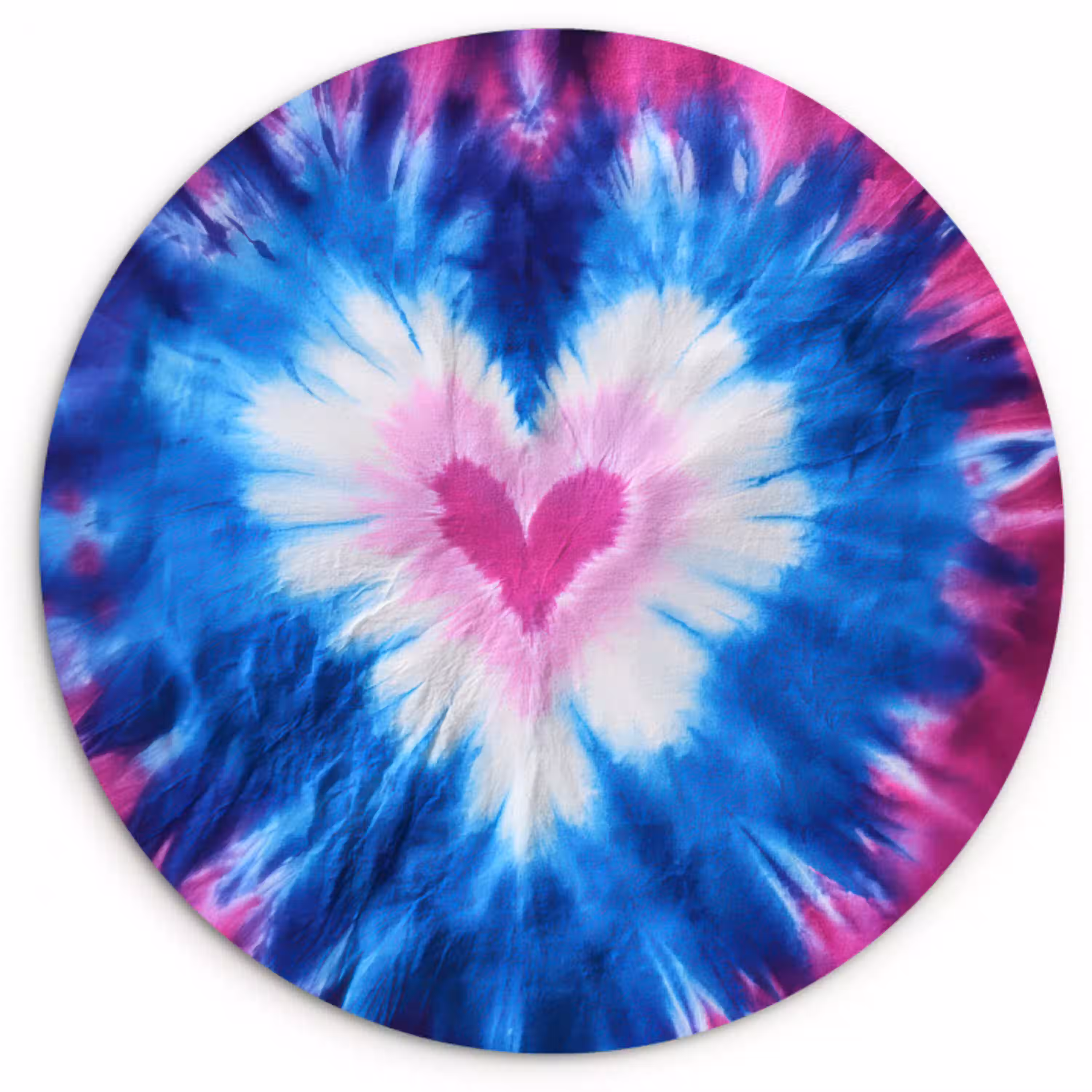 Hartvormig - Tie dye - Paars Wandcirkel kunststof plaat 5mm dik klein -3d