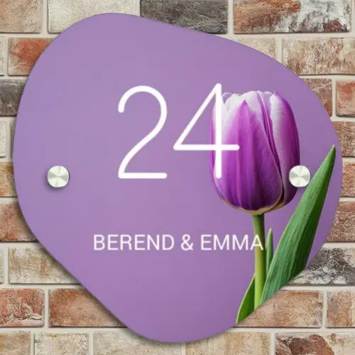 Paarse tulp - Klassiek Naambord Organisch middel -sfeer10