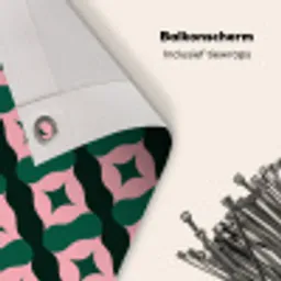 Groen - Roze - Retro - Sterren Balkonbeschermer Duitsland klein 596 -closeup_NL