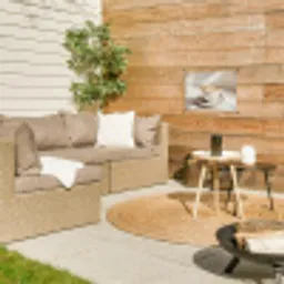 Cappuccino - Schuim - Schotel - Beige tuinposter los doek klein -sfeer4
