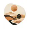 Zon - Heuvels - Boom - Abstract Wandcirkel Organisch Plexiglas middel -3d