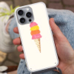 Schepijs - Hoorntje - Illustratie - Minimalistisch Hoesje iPhone 16 Pro Max met koord klein -sfeer3
