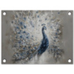 Pauw - Veren - Verf - Blauw tuinposter los doek klein -3d