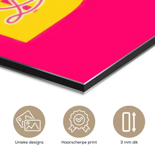 Dream big - Roze - Geel - Minimalistisch aluminium wit klein -closeup_NL