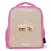 Gele kiepwagen met stenen en stippenpatroon Kinderrugzak - Roze middel -3d