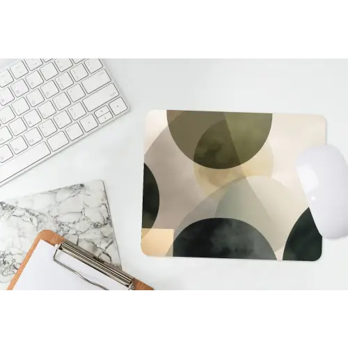 Vlakken - Abstract - Beige - Cirkels muismat rubber klein -witbureau