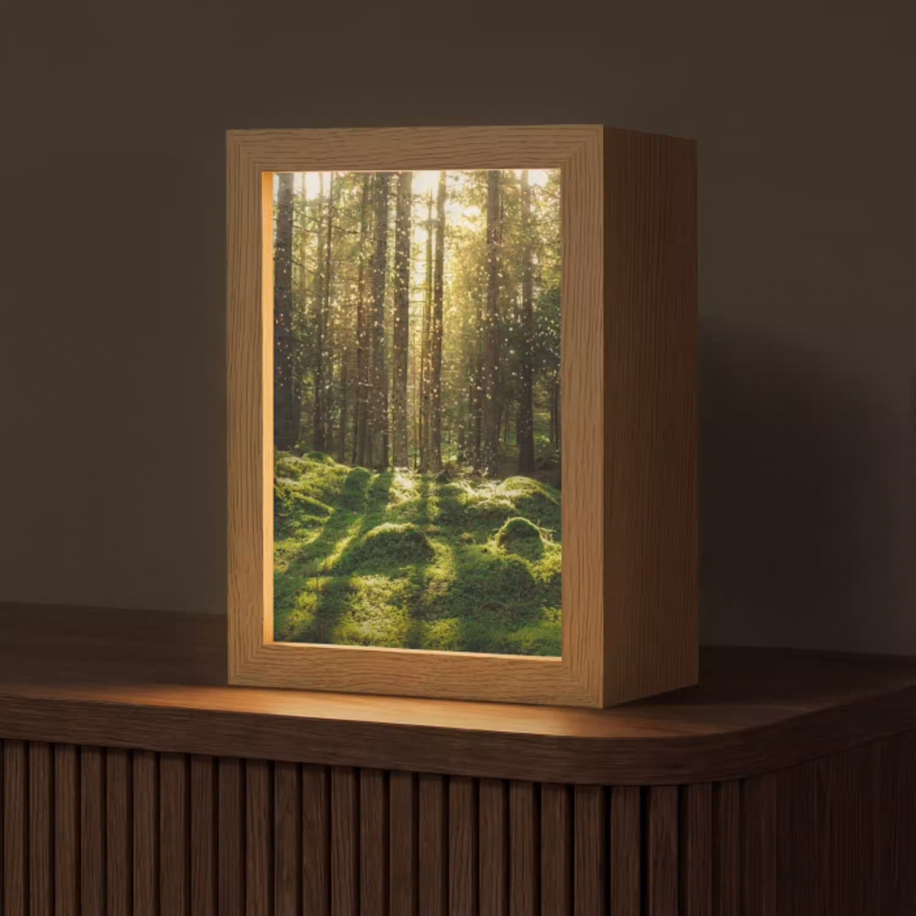 Bomen - Bos - Mos - Planten - Zon - Natuur Light Box met kabel (Tafellamp) klein -z3d_website