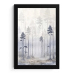 Bos - Bomen - Mist - Natuur - Illustratie - Grijs fotolijst zwart zonder passe partout klein -3d