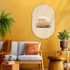 Schaap - Beige - Bloemen Wandcirkel Ovaal Glas middel -sfeer4