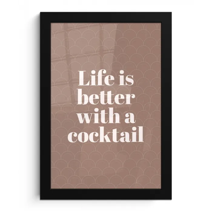 Cocktail - Tekst - Patroon - Wit fotolijst zwart zonder passe partout klein -3d